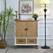 Accent Flower Carved Door Sideboard Cabinet With 2 Drawers For Kitchen - Natural Wood Wash / White Home Essentials
