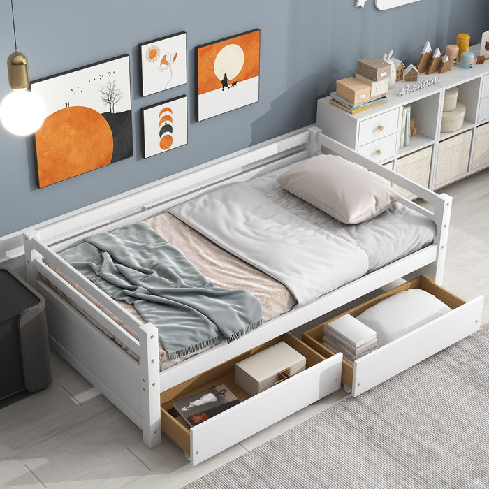 Daybed With Two Storage Drawers - White