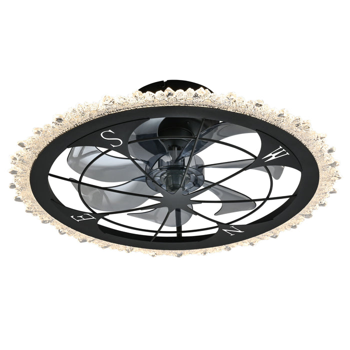21" Caged Ceiling Fan With Dimmable LED Light And Remote Control, Low Profile Flush Mount Fan - Matte Black Daily Nest