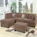Truffle Waffle Suede Sectional Sofa With Tufted Cushions And Accent Pillows, Reversible Chaise - Neutral Home Essentials