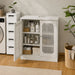 Louvered Double Door Floor Standing Bathroom Vanity Cabinet With Adjustable Shelf - White Home Essentials