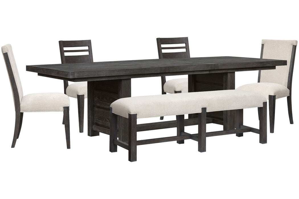 Plum Creek - 6 Piece Extendable Trestle Dining Table Set Magnussen Furniture