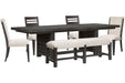Plum Creek - 6 Piece Extendable Trestle Dining Table Set Magnussen Furniture