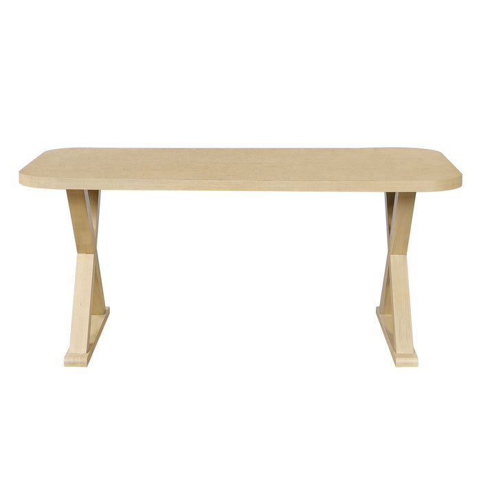 Dining Table With X-Shaped Legs, Rectangular Indoor - Natural Noble House