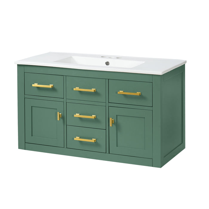 Wall Mounted Bathroom Cabinet With Sink, Multiple Drawers And Doors - Green Hearth and Haven