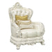 Adara - Chair With 2 Pillows - Pearl White Synthetic Leather & Antique White ACME