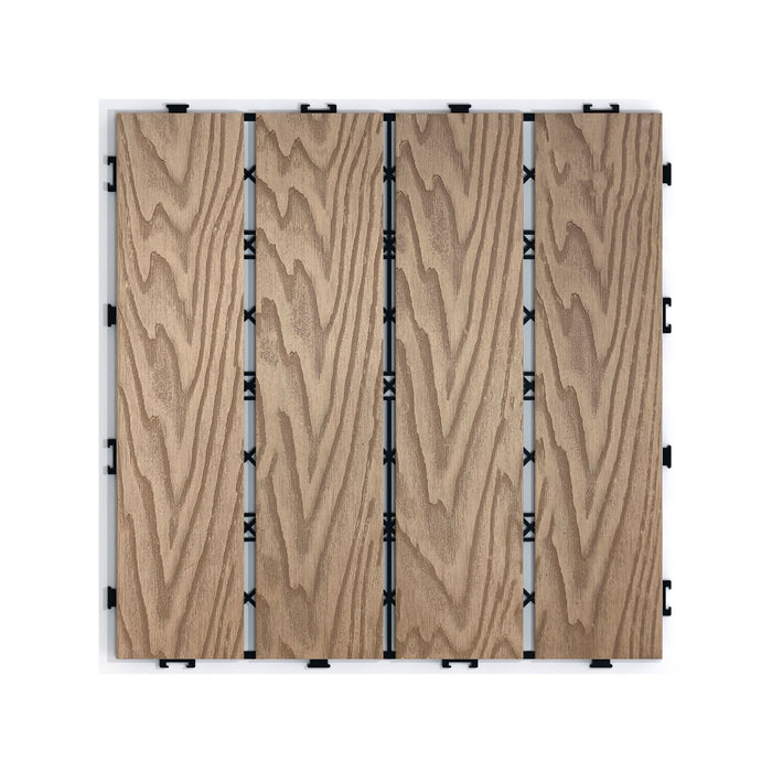Patio Deck Tiles, Interlocking Diy Flooring For Indoor / Outdoor Use (Set of 22) - Teak Daily Nest