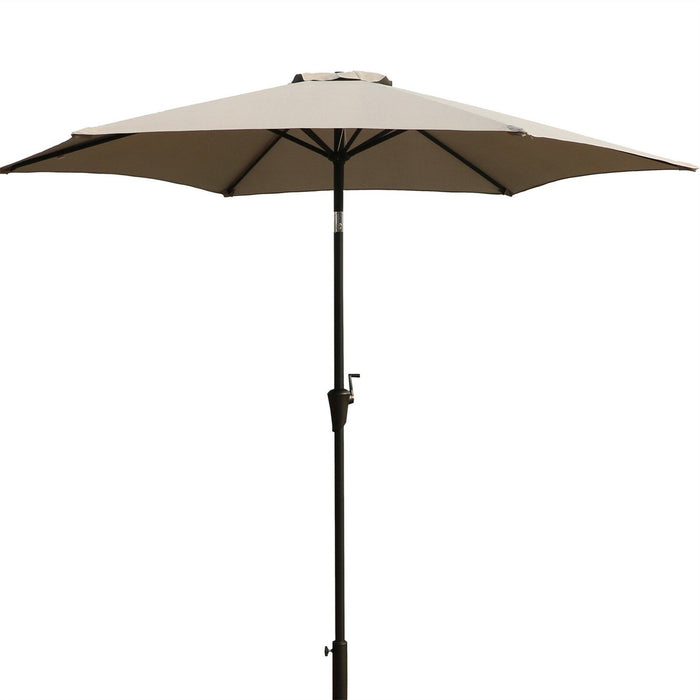 8.8' Outdoor Aluminum Patio Umbrella, Market Umbrella With 33 Pounds Round Resin Umbrella Base Lift