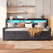 Twin Size Daybed With Trundle With LED Light ＆ Charging Station - Dark Gray Home Essentials