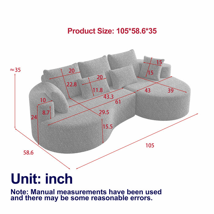 Curved Oversized Sectional Sofa With Extra Deep Seat Home Essentials