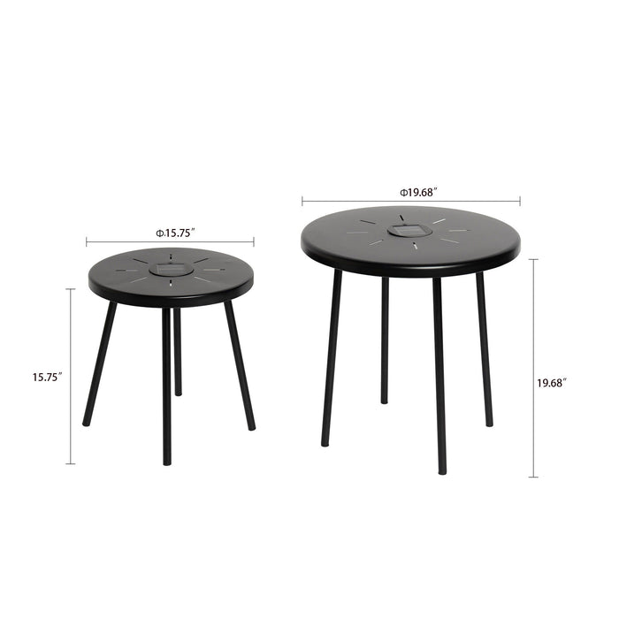 Solar Powered Side Table With LED Light, Outdoor / Indoor - Black Home Essentials
