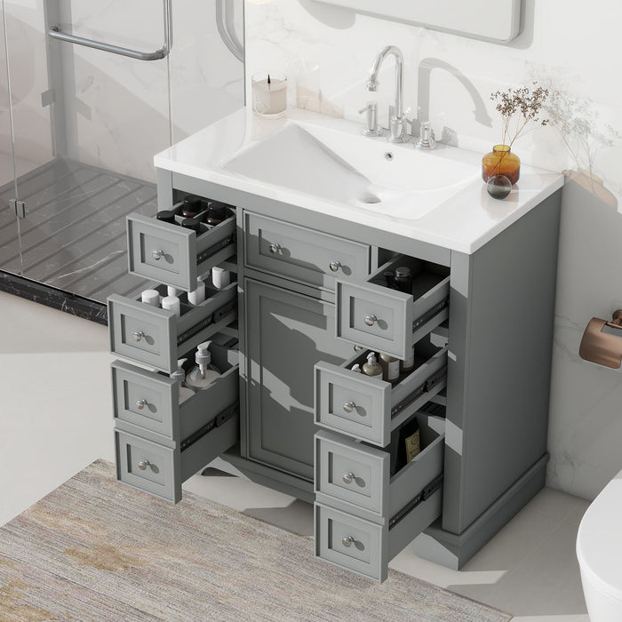 Modern Bathroom Vanity With Sink Combo, 6 Drawers And 1 Cabinet Hearth and Haven