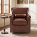 Swivel Accent Chair With Rolled Arm, Sewn Pillow Back, Nailhead Trim For Living Room Noble House