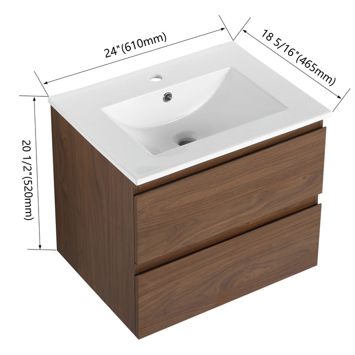 Wall Mounted Bathroom Vanity & Sink, 2 Soft Close Drawers Home Essentials