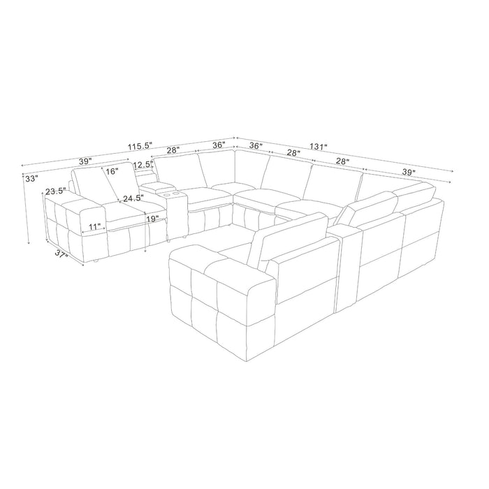 Modular Sectional With Large Square Arms Home Essentials