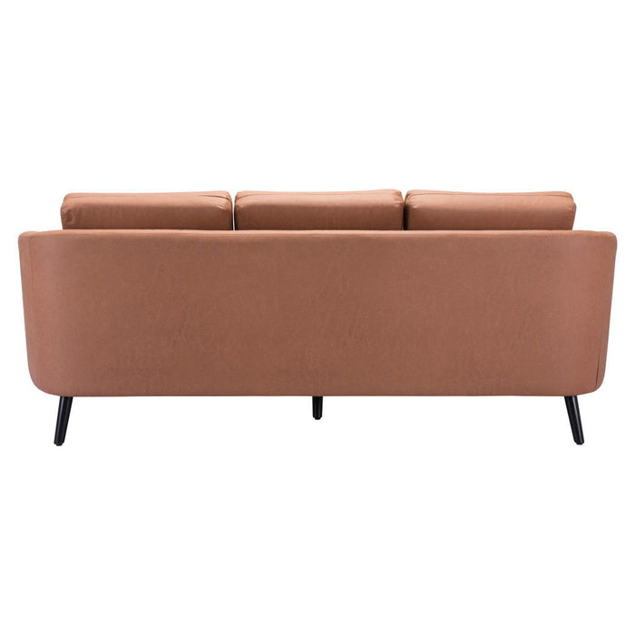 Faux Leather Sofa With Black Legs - Brown