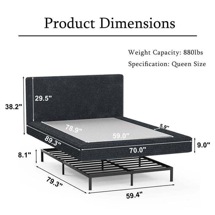 Airframe - Upholstered Bed Frame, Cloud Soft Headboard Home Essentials