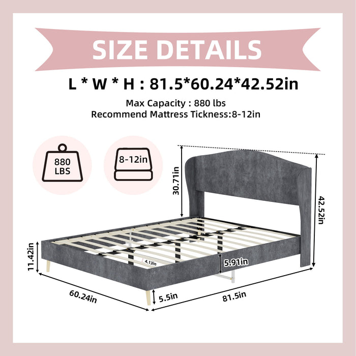 Upholstered Bed, Tufted Headboard, Comfortable Sleep Home Essentials