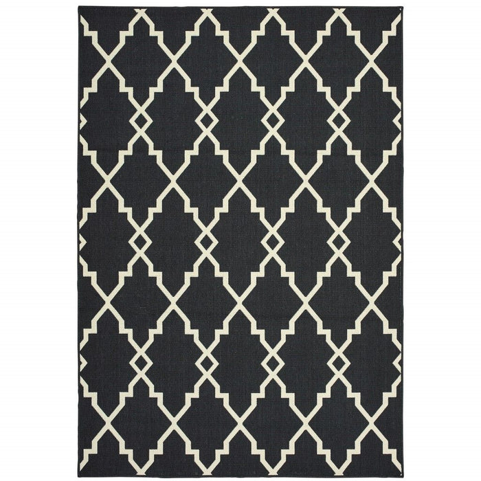 Outdoor / Indoor Area Rug - Black / Ivory