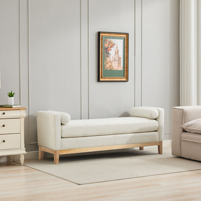 Upholstered End Of Bed Bench With Arms & 2 Bolsters For Bedroom Home Essentials