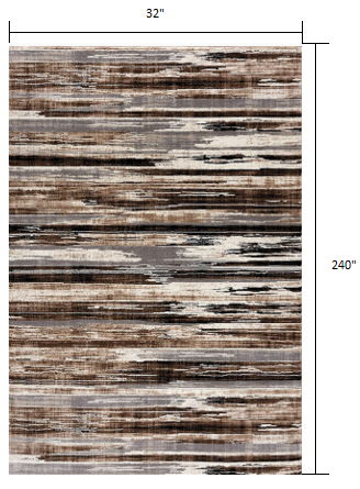 20' Striped Dhurrie Runner Rug - Beige