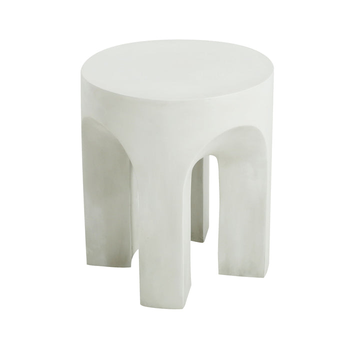 Outdoor Round Top Side Table / End Table, Living Room Accent Table - Antique White Noble House