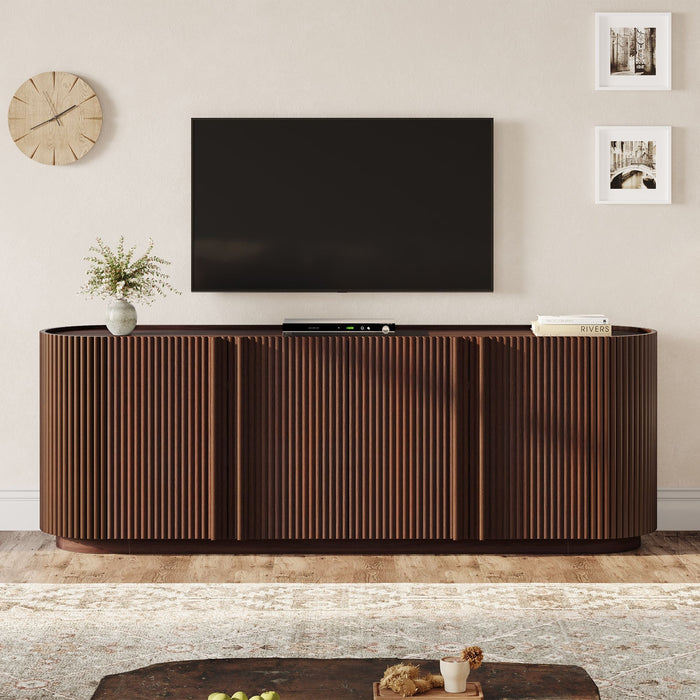 TV Stand With Fluted Tambour Style Door Hearth and Haven