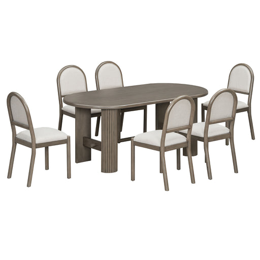 Oval Dining Table Set For 6 With 6 Upholstered Chairs Hearth and Haven
