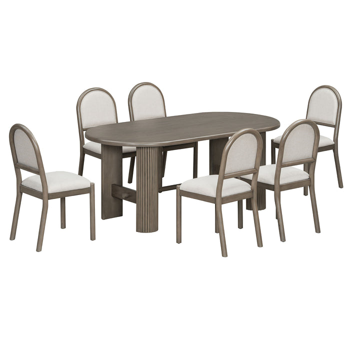 Oval Dining Table Set For 6 With 6 Upholstered Chairs Hearth and Haven