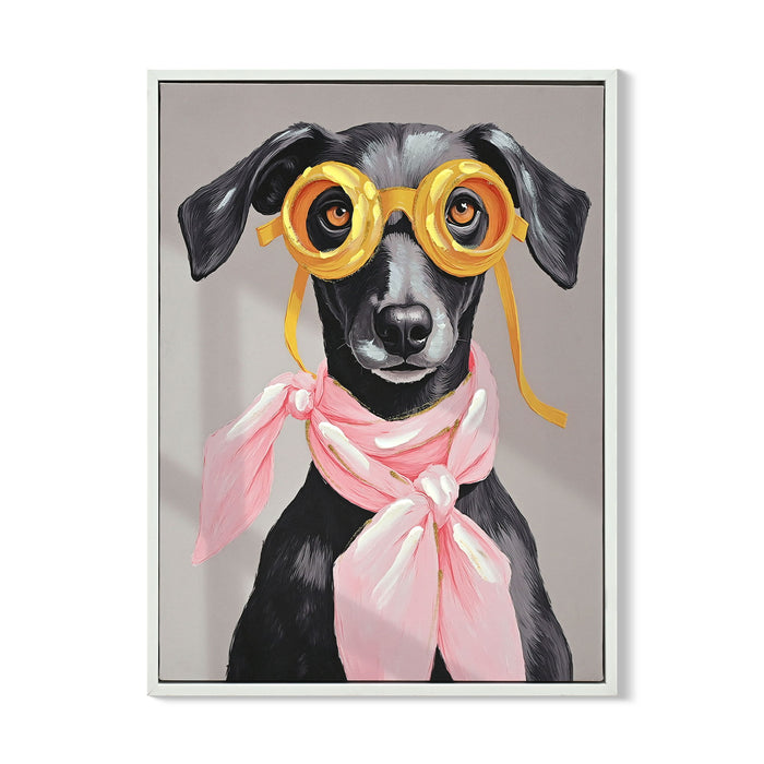 Vacation Day Puppy Wall Decor, Graphic Art Print On Wrapped Canvas - Pink / Black Daily Nest