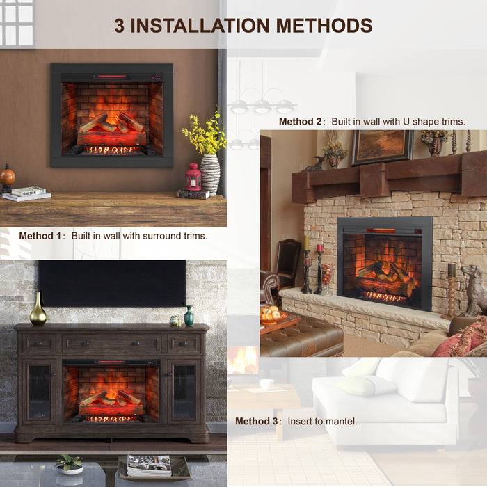 Infrared Electric Fireplace Insert, Touch Panel Home Decor Heater, Smokeless Firebox With Trim Kit