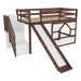 Loft Bed With Storage Stairs, Slide, Playhouse Window And 7 Colors LED Lights Home Essentials