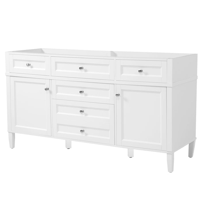 Bathroom Vanity Cabinet Only, 3 Drawers & 2 Doors, Adjustable Shelf, Soft Close Hinges - White Noble House