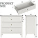 3 Drawer Nightstand, Wide With Soft Close Slides - White Home Essentials
