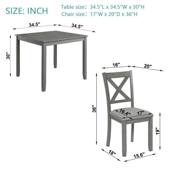 5 Piece Dining Table Set With 4 Chairs For Kitchen - Gray Home Essentials