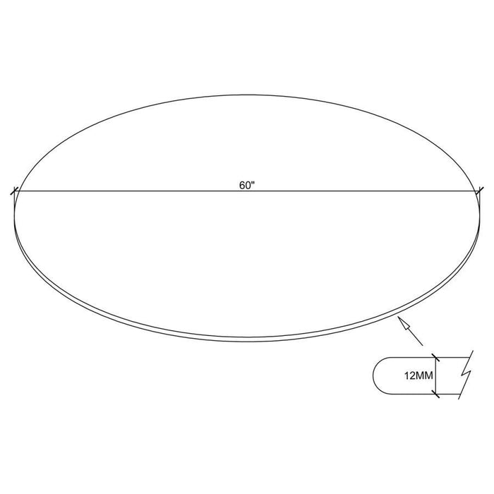 60" 12mm Round Clear Tempered Glass Top - Clear
