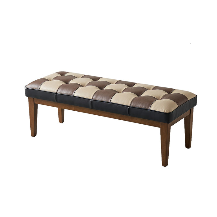 Checkered Bench For Entryway - Black / Brown / Cream Home Essentials