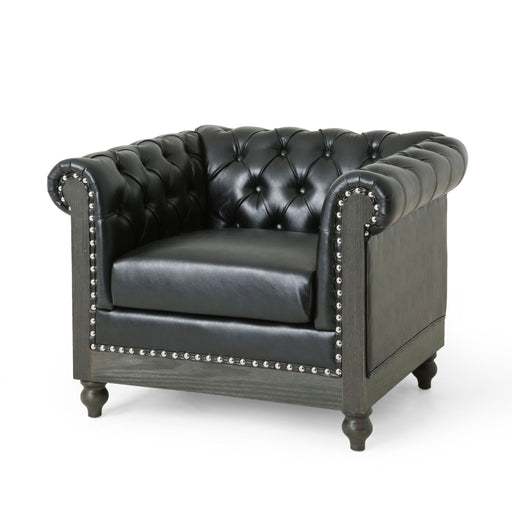 Luminex - Tufted Upholstered Club Chair With Nailhead Accents And Scrolled Tuxedo Arms Noble House
