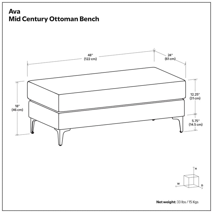 Ava - Versatile Mid Century Ottoman Simpli-Home