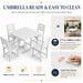 Outdoor Patio Dining Set, Square Table With Umbrella Hole And Armless Chairs Home Essentials