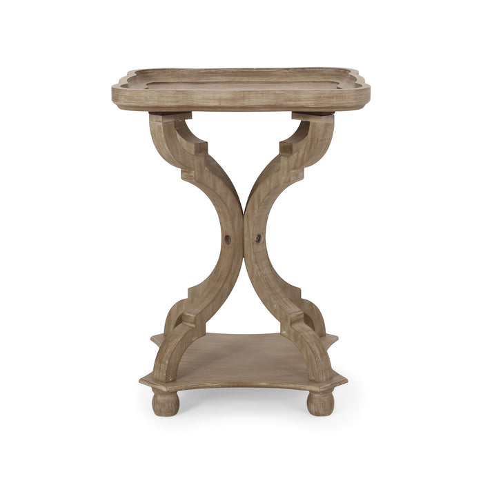 French Country Accent Table With Hourglass Design - Natural Noble House