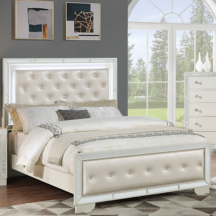 3 Piece Bedroom Set, Bed With LED Lights And 2 Nightstands Home Essentials