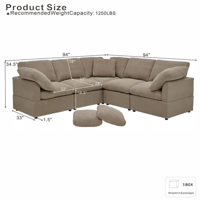 Modular Cloud Sofa With Freely Configurable Corner, L - Shaped Living Room Sofa - Camel Home Essentials