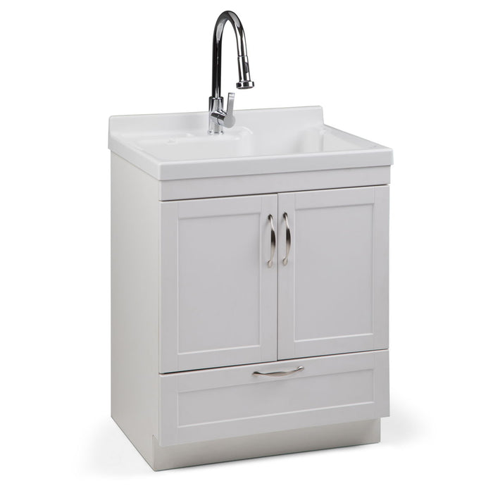 Maile - 28" Laundry Cabinet With Pull - Out Faucet And Abs Sink - Pure White