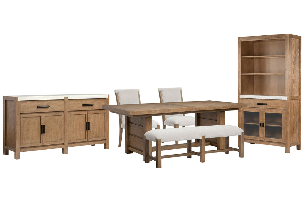Plum Creek - 6 Piece Extendable Trestle Dining Table Set Magnussen Furniture