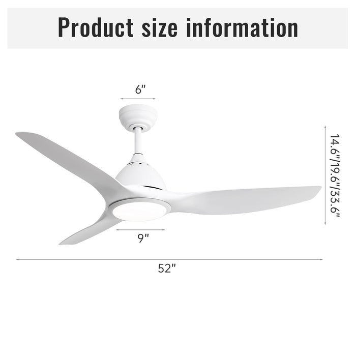 Bredoom Ceiling Fan With Remote Control And LED Light, Blades, Reversible DC Motor For Indoor / Outdoor Use