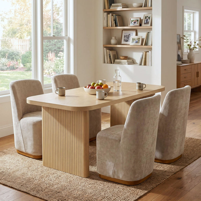 Dining Table Set With 4 Upholstered Dining Chairs Noble House