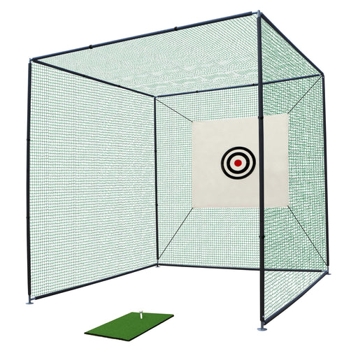 Golf Practice Net Cage With Metal Frame Hitting Net Kit Indoor Outdoor - Black Daily Nest