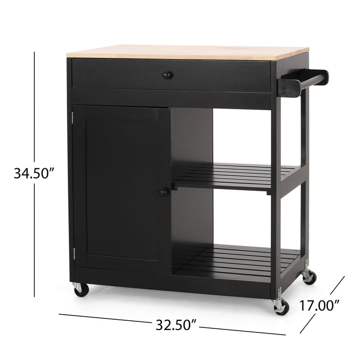 Lanier - Kitchen Cart With Wheels - Black