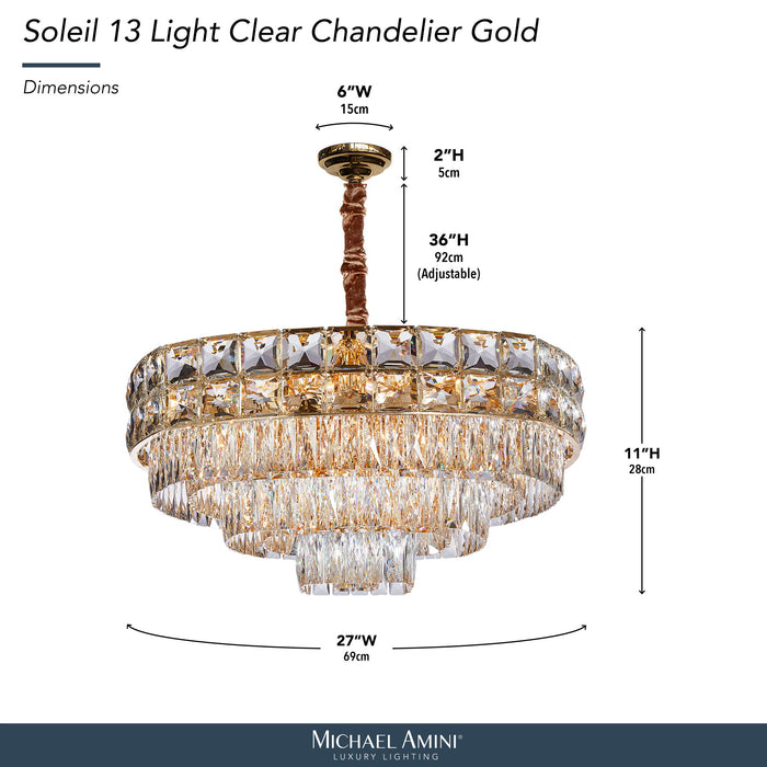 Michael Amini Lighting - Soleil 13-Light Crystal Chandelier - Gold Michael Amini
